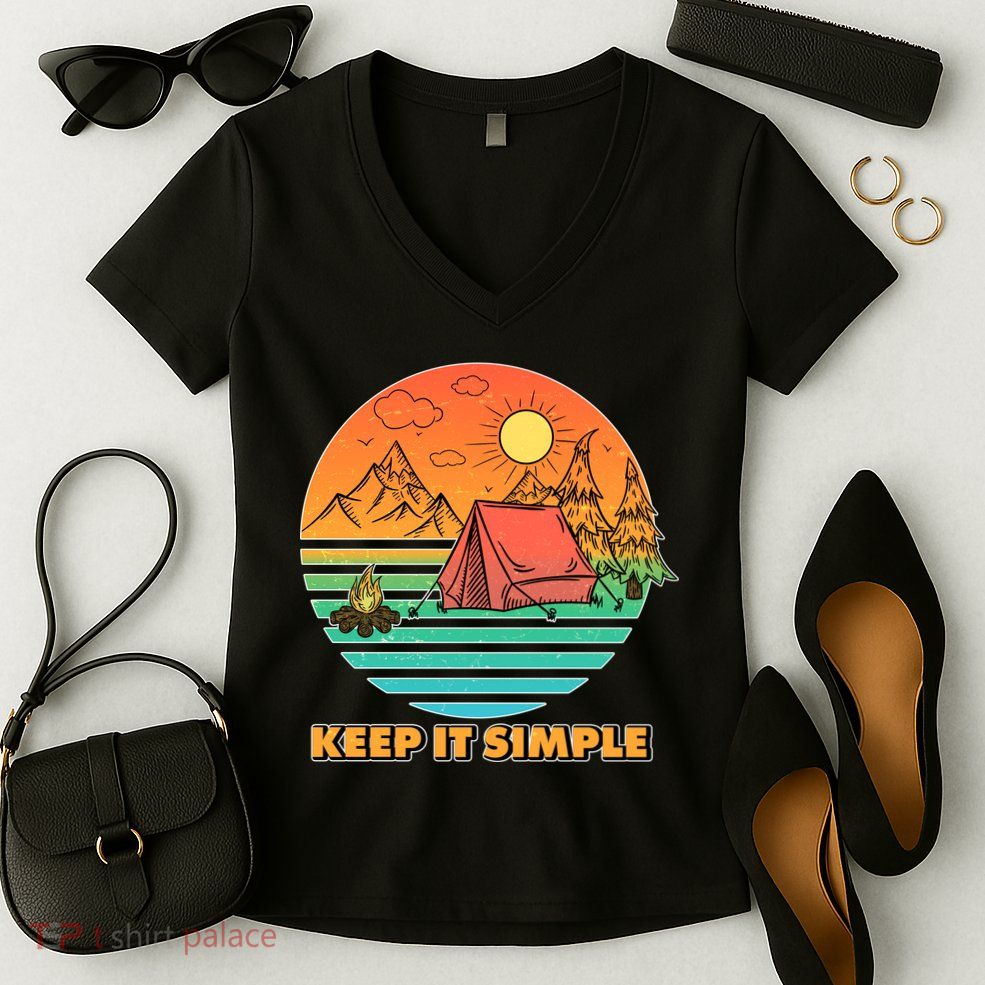 Camping Keep It Simple Women's V-Neck T-Shirt