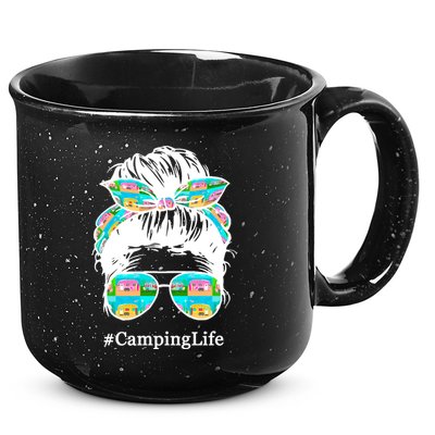 Camping Life Messy Hair 15oz Campfire Ceramic Mug
