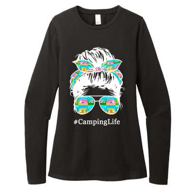 Camping Life Messy Hair Womens CVC Long Sleeve Shirt