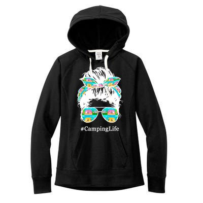 Camping Life Messy Hair Women's Fleece Hoodie