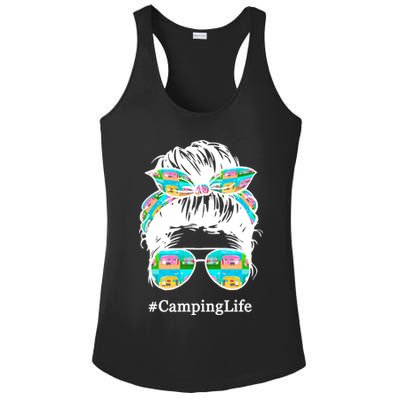 Camping Life Messy Hair Ladies PosiCharge Competitor Racerback Tank