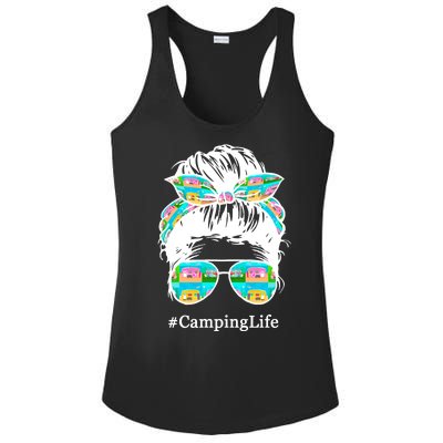 Camping Life Messy Hair Ladies PosiCharge Competitor Racerback Tank