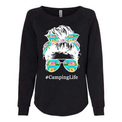 Camping Life Messy Hair Womens California Wash Sweatshirt