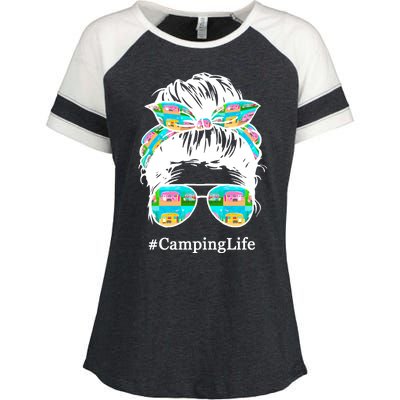 Camping Life Messy Hair Enza Ladies Jersey Colorblock Tee