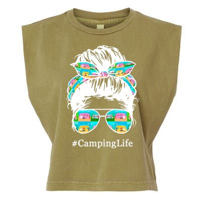 Camping Life Messy Hair Garment-Dyed Women's Muscle Tee