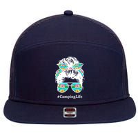 Camping Life Messy Hair 7 Panel Mesh Trucker Snapback Hat