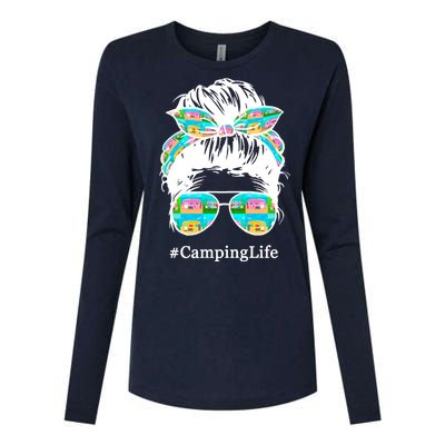 Camping Life Messy Hair Womens Cotton Relaxed Long Sleeve T-Shirt