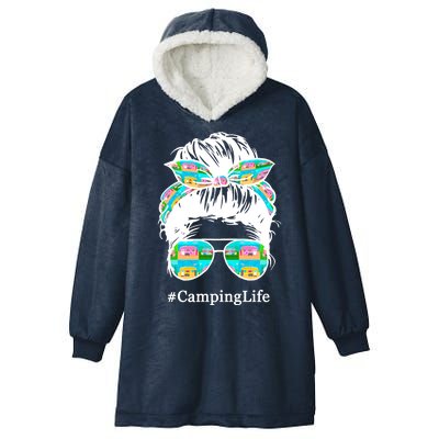 Camping Life Messy Hair Hooded Wearable Blanket