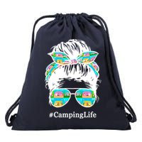 Camping Life Messy Hair Drawstring Bag