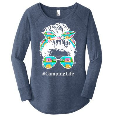 Camping Life Messy Hair Women's Perfect Tri Tunic Long Sleeve Shirt