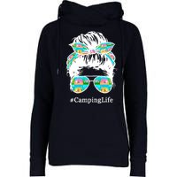 Camping Life Messy Hair Womens Funnel Neck Pullover Hood