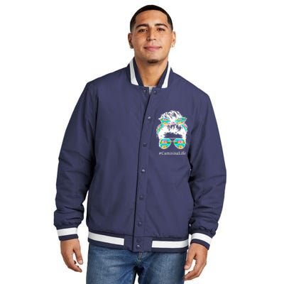 Camping Life Messy Hair Insulated Varsity Jacket