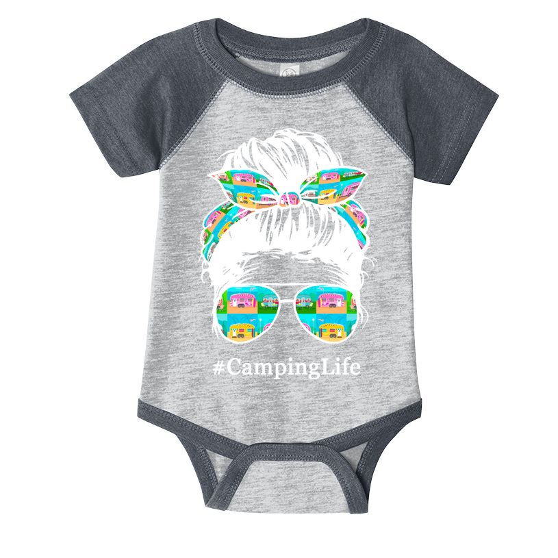 Camping Life Messy Hair Infant Baby Jersey Bodysuit