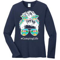 Camping Life Messy Hair Ladies Long Sleeve Shirt