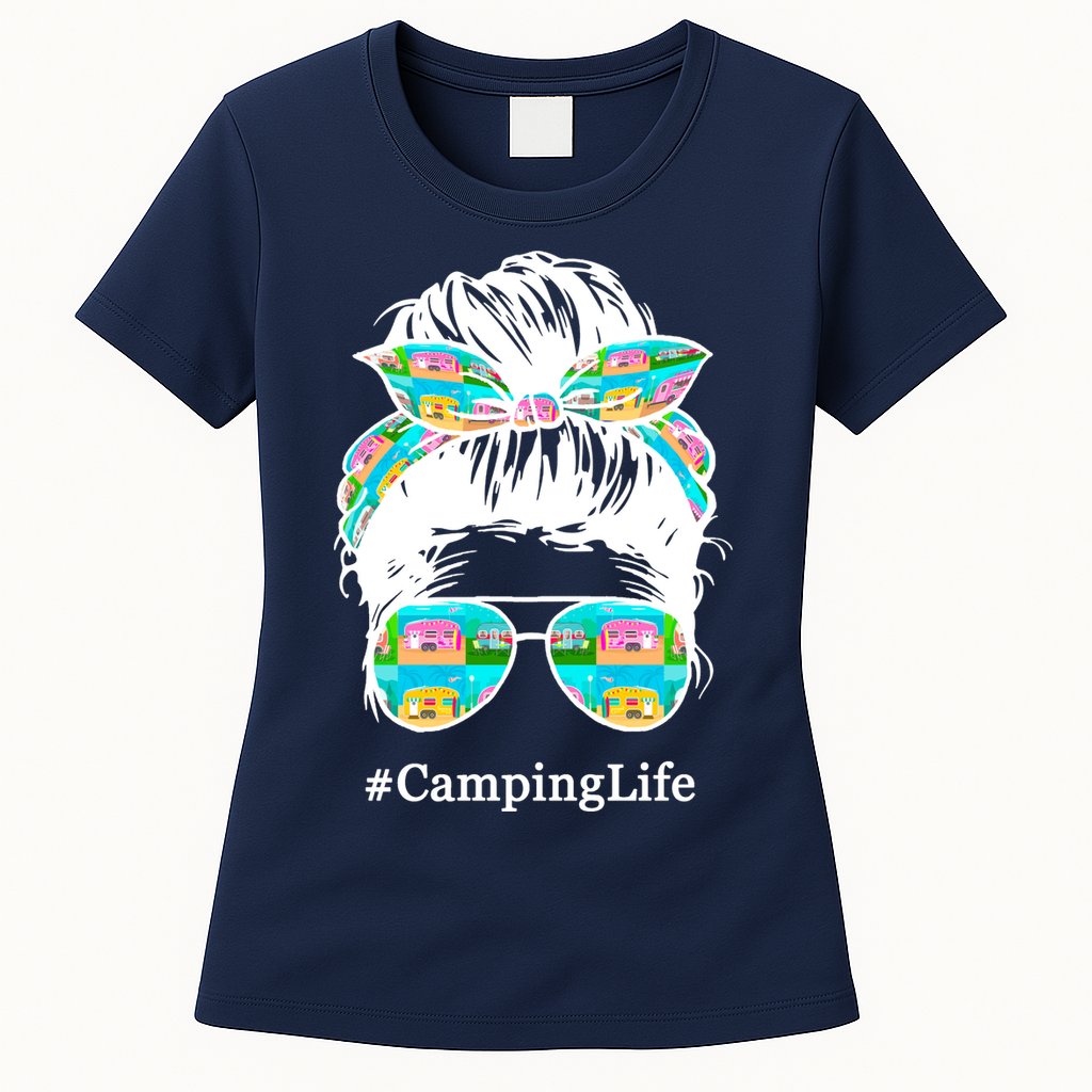 Camping Life Messy Hair Womens T-Shirt