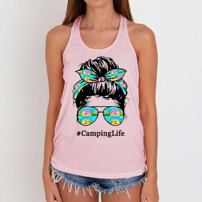 Camping Life Messy Hair Women's Knotted Racerback Tank