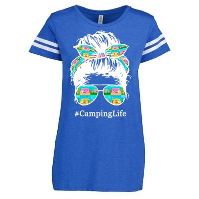 Camping Life Messy Hair Enza Ladies Jersey Football T-Shirt