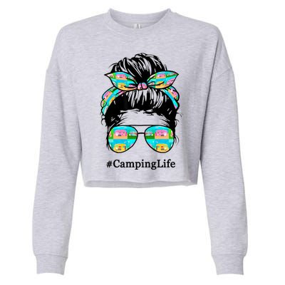 Camping Life Messy Hair Cropped Pullover Crew