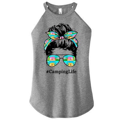 Camping Life Messy Hair Women's Perfect Tri Rocker Tank