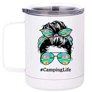 Camping Life Messy Hair 12 oz Stainless Steel Tumbler Cup