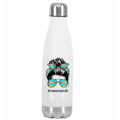 Camping Life Messy Hair Stainless Steel Insulated Water Bottle