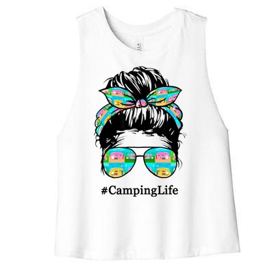 Camping Life Messy Hair Women's Racerback Cropped Tank