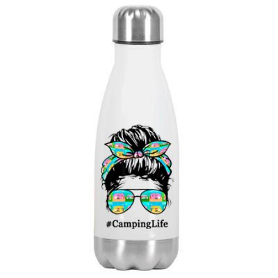 Camping Life Messy Hair Stainless Steel Insulated Water Bottle