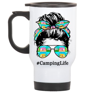 Camping Life Messy Hair Stainless Steel Travel Mug