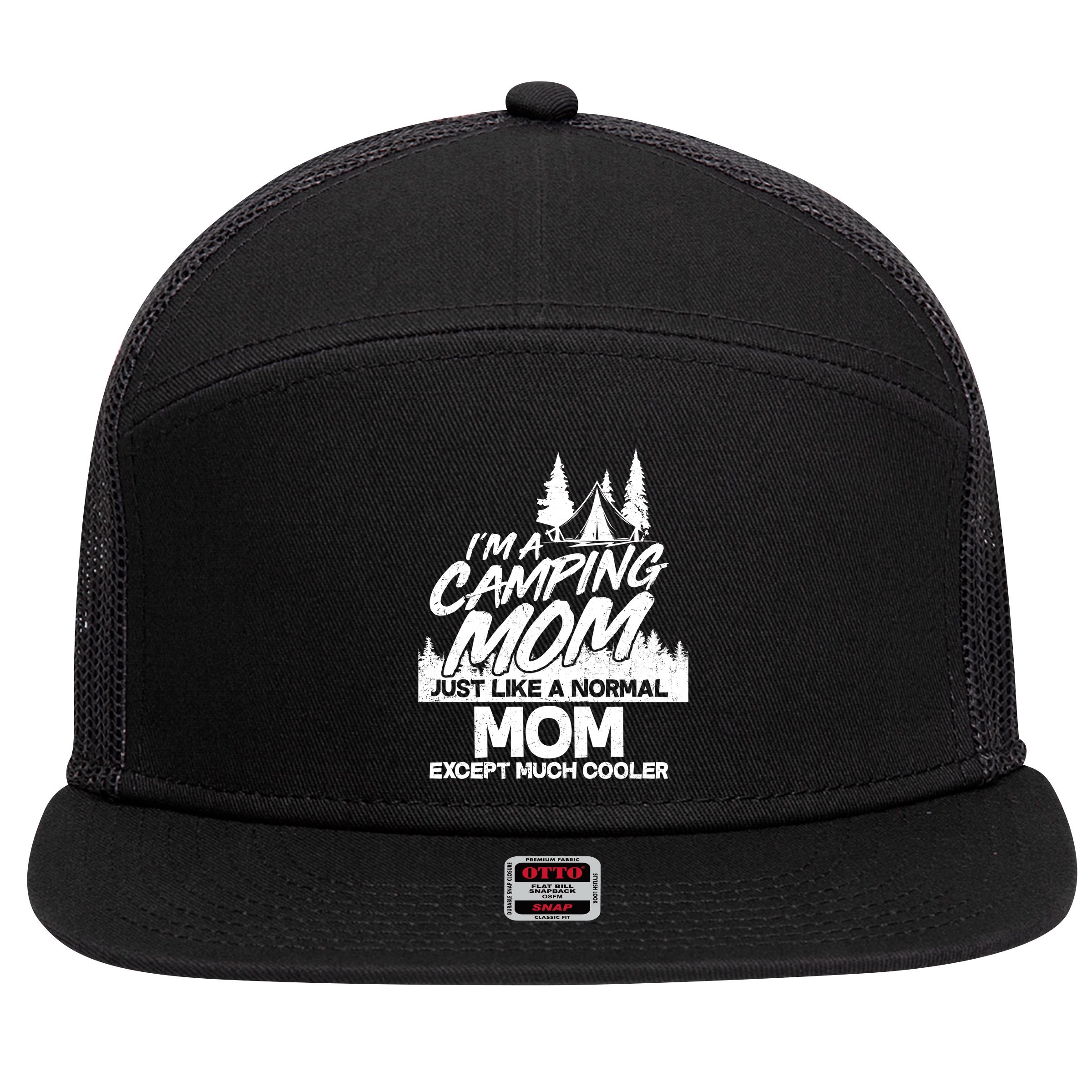 Camping Mom 7 Panel Mesh Trucker Snapback Hat