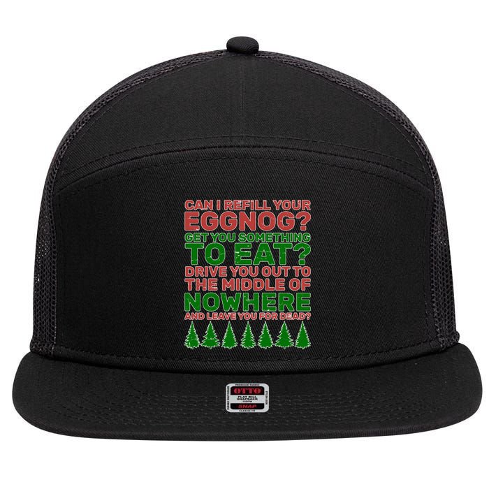 Can I Refill Your Eggnog Funny Christmas 7 Panel Mesh Trucker Snapback Hat