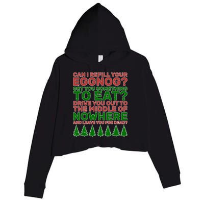 Can I Refill Your Eggnog Funny Christmas Crop Fleece Hoodie
