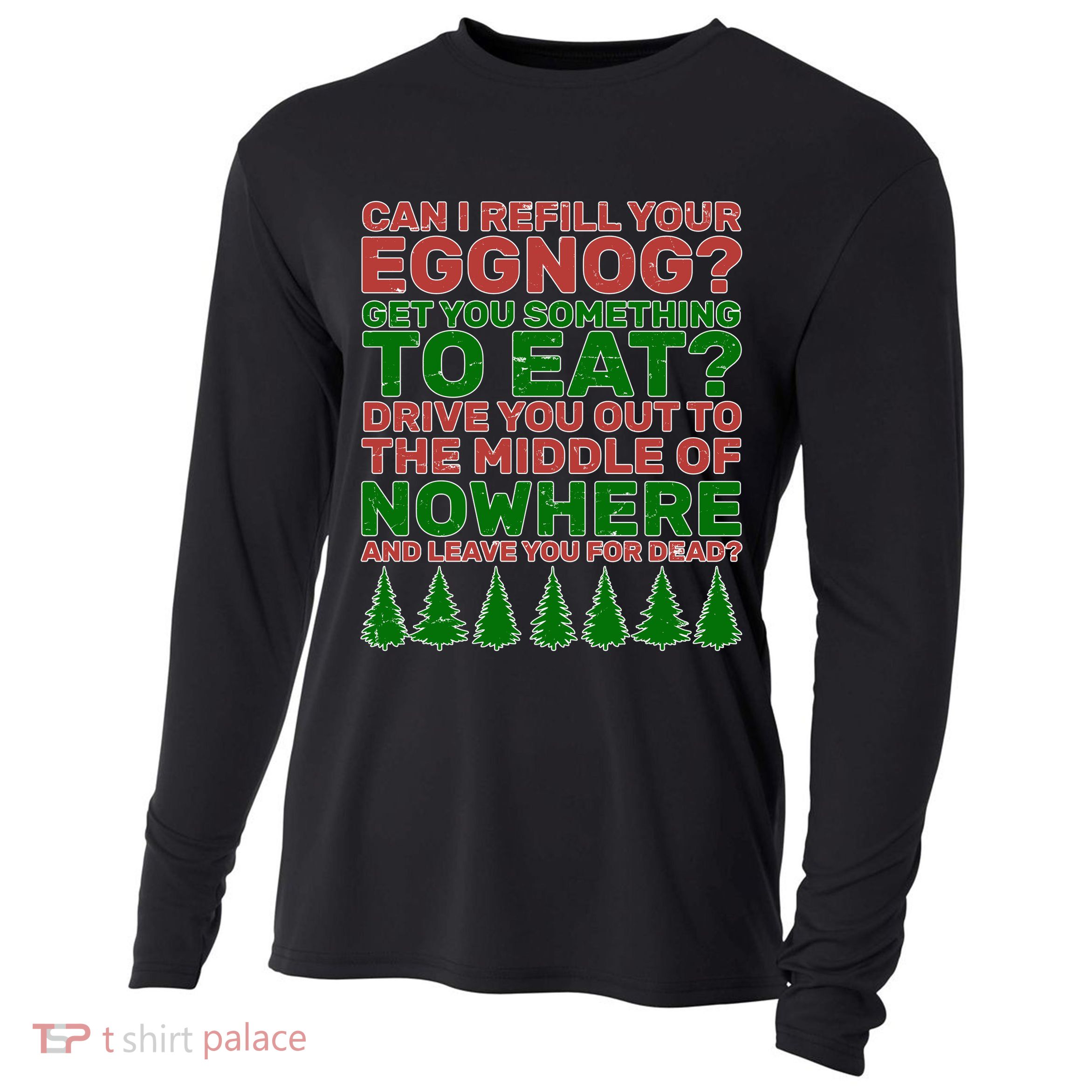 Can I Refill Your Eggnog Funny Christmas Cooling Performance Long Sleeve Crew