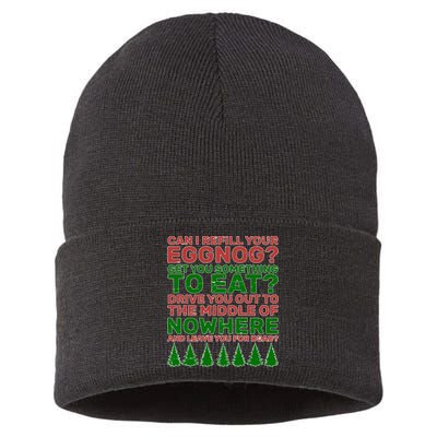 Can I Refill Your Eggnog Funny Christmas Sustainable Knit Beanie