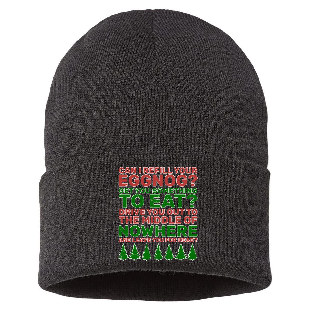 Can I Refill Your Eggnog Funny Christmas Sustainable Knit Beanie