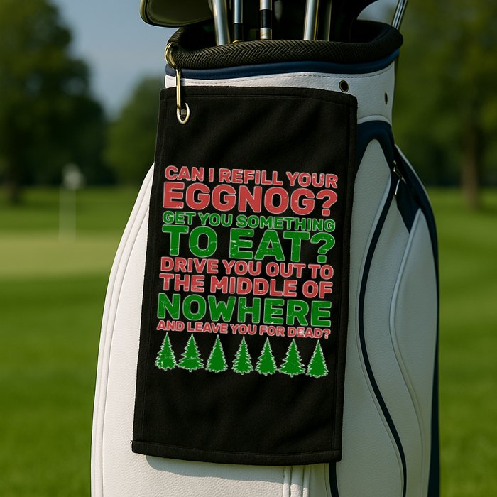 Can I Refill Your Eggnog Funny Christmas Golf Towel