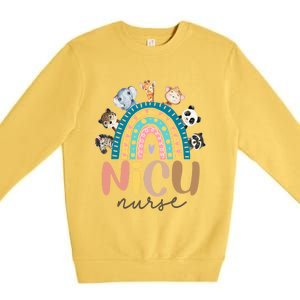 Cute Animals Nicu Nurse Rainbow Cute Gift Premium Crewneck Sweatshirt