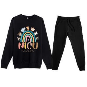 Cute Animals Nicu Nurse Rainbow Cute Gift Premium Crewneck Sweatsuit Set