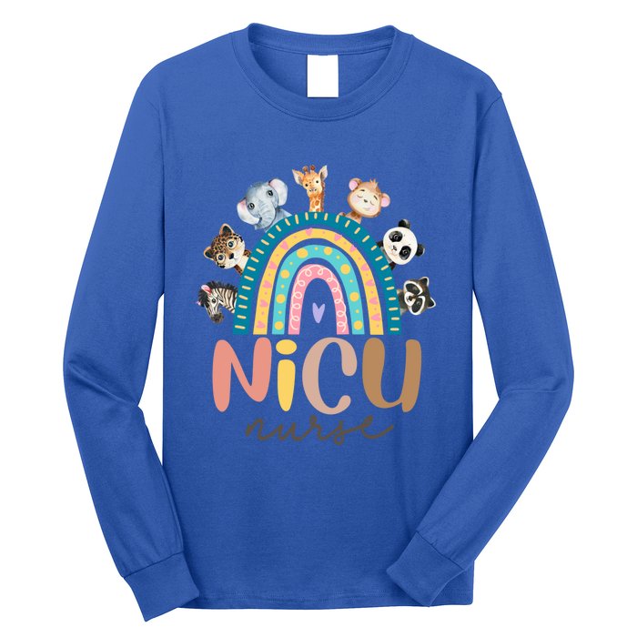 Cute Animals Nicu Nurse Rainbow Cute Gift Long Sleeve Shirt