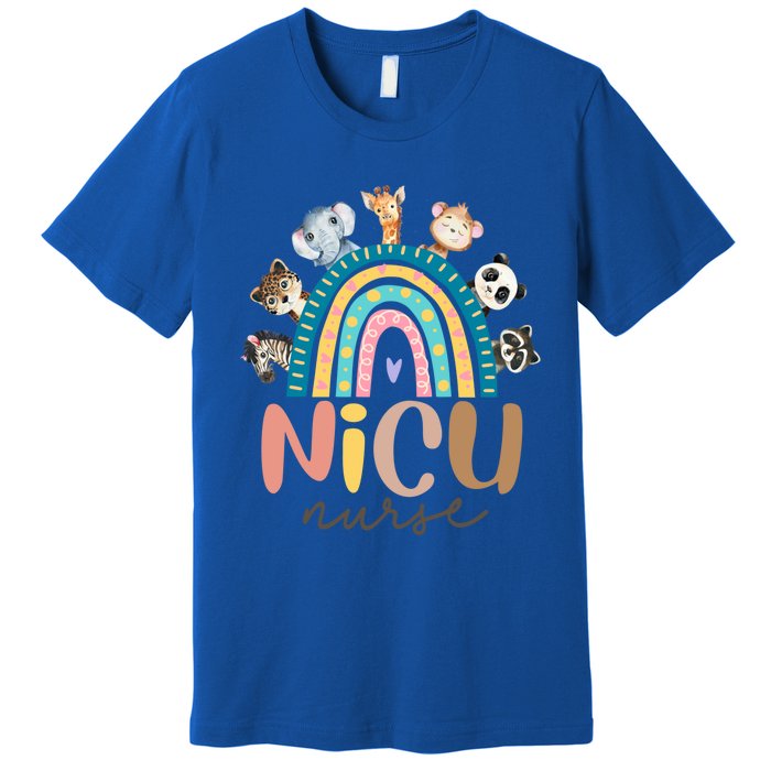 Cute Animals Nicu Nurse Rainbow Cute Gift Premium T-Shirt