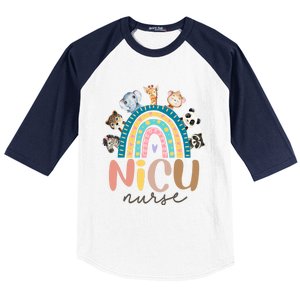 Cute Animals Nicu Nurse Rainbow Cute Gift Baseball Sleeve Shirt