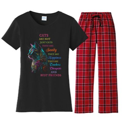 Cats Are Not Just Cats They Are Sanity They Are Happiness Women's Flannel Pajama Set