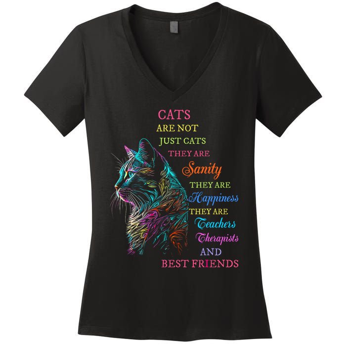 Cats Are Not Just Cats They Are Sanity They Are Happiness Women's V-Neck T-Shirt