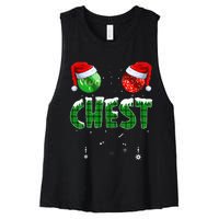 Chest And Nuts Christmas Matching Couple Chestnuts Funny  Women's Racerback Cropped Tank