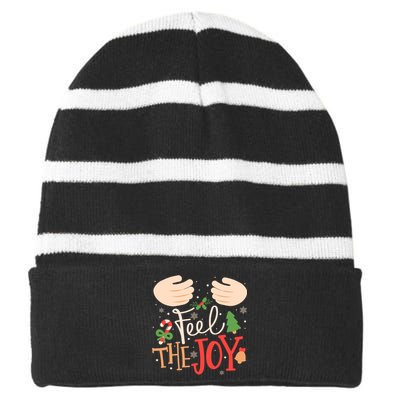 Chest And Nuts Christmas His And Her Matching Couples Striped Beanie with Solid Band