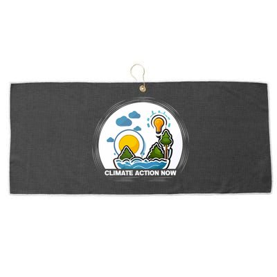 Climate Action Now Graphic Large Microfiber Waffle Golf Towel