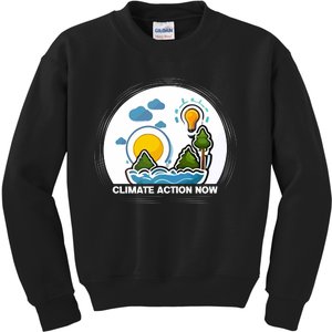 Climate Action Now Graphic Kids Sweatshirt