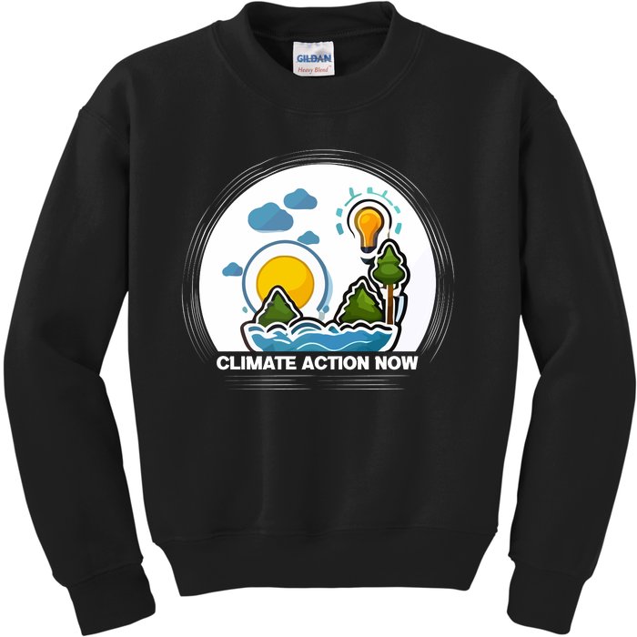 Climate Action Now Graphic Kids Sweatshirt