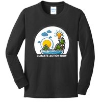 Climate Action Now Graphic Kids Long Sleeve Shirt