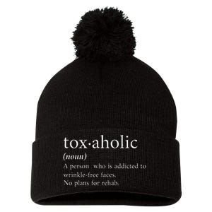 Cute Aesthetic Nurse Botox Cosmetic Rn Toxaholic Definition Pom Pom 12in Knit Beanie