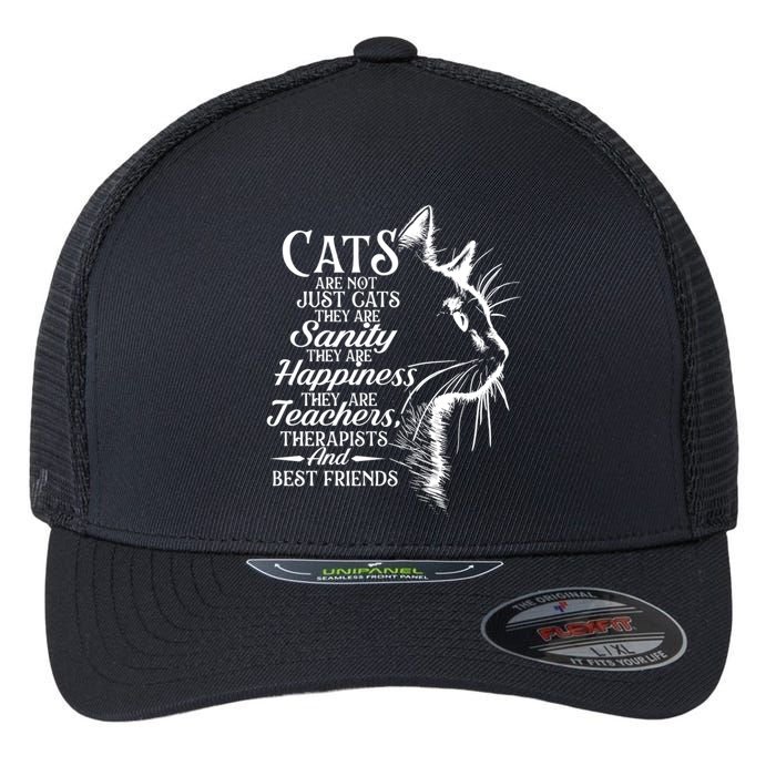 Cats Are Not Just Cats They Are Sanity Cat Pet Owner Flexfit Unipanel Trucker Cap